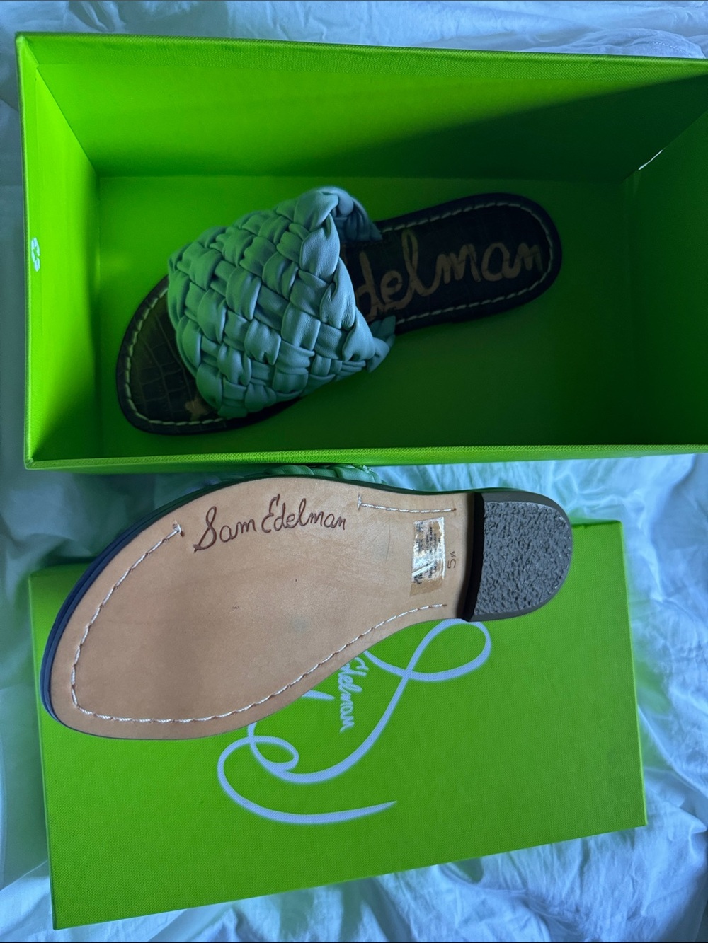 Sam Edelman Mint Green Braided Slide Sandals